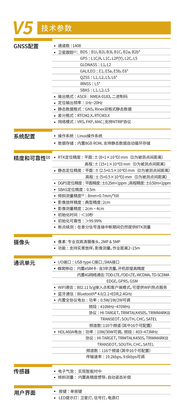 中海達V5影像小碟網絡RTK技術參數